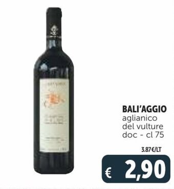Deco Supermercati Bali'Aggio aglianico del vulture doc - cl 75 offerta