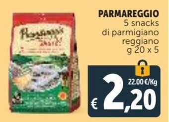 Deco Supermercati Parmareggio 5 snacks di parmigiano reggiano g 20 x 5 offerta