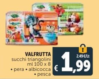 Deco Supermercati Valfrutta Succhi Triangolini ml 100 x 8 pera/albicocca/pesca offerta