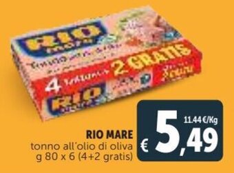 Deco Supermercati Rio Mare tonno all'olio di oliva g 80 x 6 (4+2 gratis) offerta