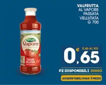 SeBón Supermercati Valfrutta al Vapore Passata Vellutata g 700 offerta