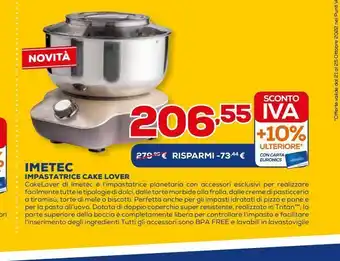 Euronics Impastatrice cake lover imetec offerta