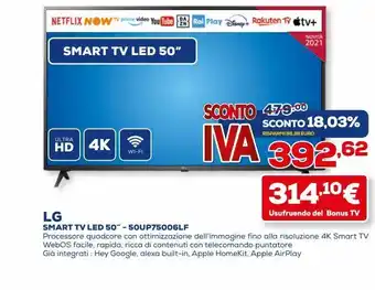 Euronics Smart tv led 50'' lg offerta