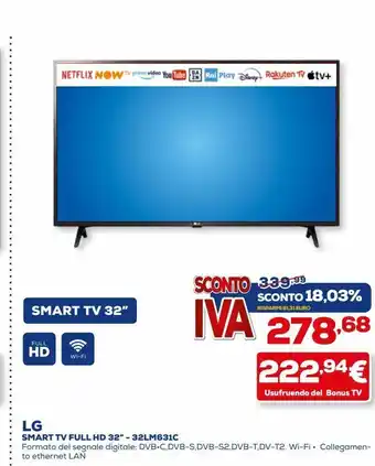 Euronics Smart tv full hd 32'' offerta