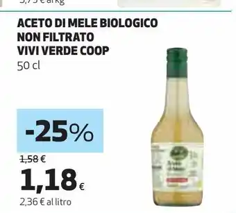 Coop Aceto di mele biologico non filtrato vivi verde coop offerta