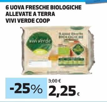 Coop 6 uova fresche biologiche allevate a terra vivi verde coop offerta
