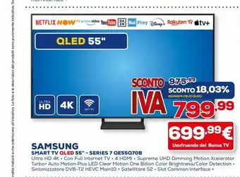 Euronics Smart tv qled 55''- series 7 samsung offerta