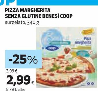 Coop Pizza margherita senza glutine benesì coop offerta
