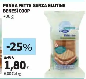 Coop Pane a fette senza glutine benesì coop offerta