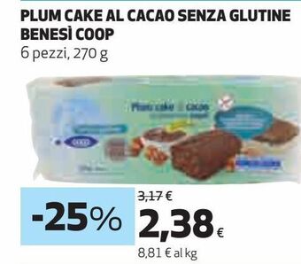 Plum cake al cacao senza glutine benesì coop