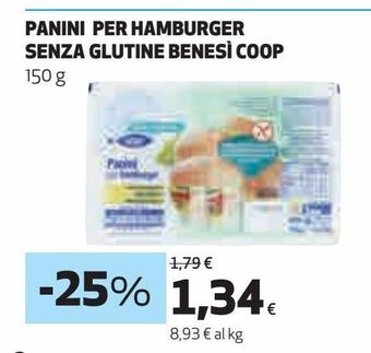 Coop Panini per hamburger senza glutine benesì coop offerta