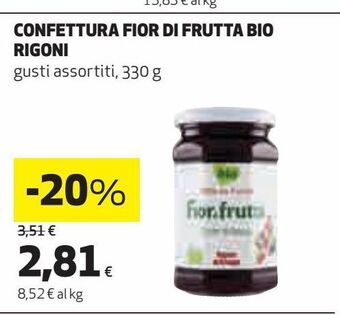 Coop Confettura fior di frutta bio rigoni offerta