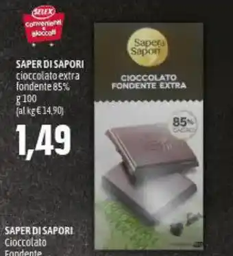 Madis Selex Saper di Sapori Cioccolato Extra Fondente 85% g 100 offerta