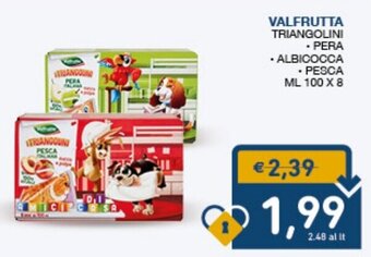 Valfrutta Triangolini pera, albicocca, pesca ml 100 x 8