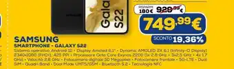 Euronics Samsung smartphone galaxy s22 256gb offerta
