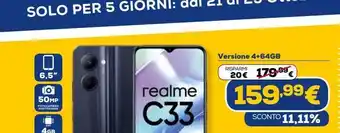 Euronics Realme c33realme smartphone c33 4+64gb offerta