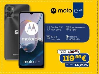 Euronics Moto e22i offerta