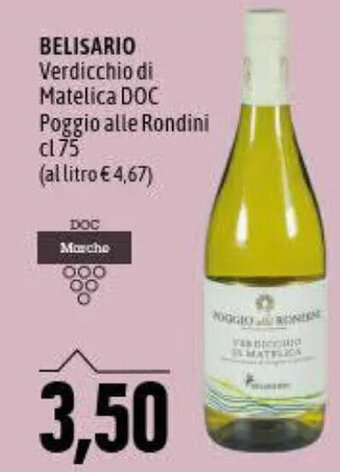 Madis Belisario Verdicchio di Matelica DOC Poggio Alle Rondini cl 75 offerta
