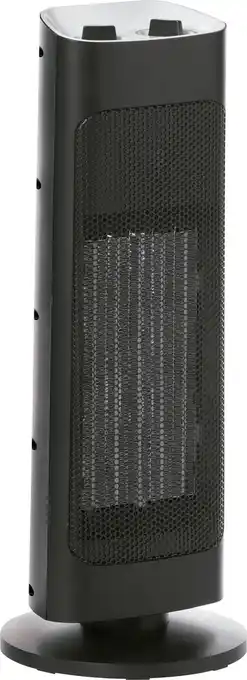 Tower termoventilatore ceramico a torre oscillante 1/2 kw, termostato nero ip21