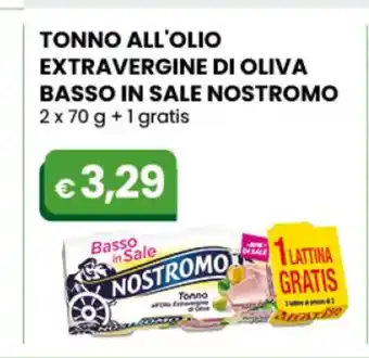 Gala Supermercati Tonno All' Olio Extra Vergine Di Oliva Basso In Sale Nostromo 2 x 70 g + 1 gratis offerta