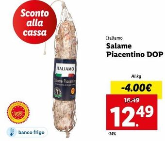 Lidl Salame piacentino dop offerta