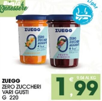 SeBón Supermercati Zuegg Zero Zuccheri vari gusti g 220 offerta