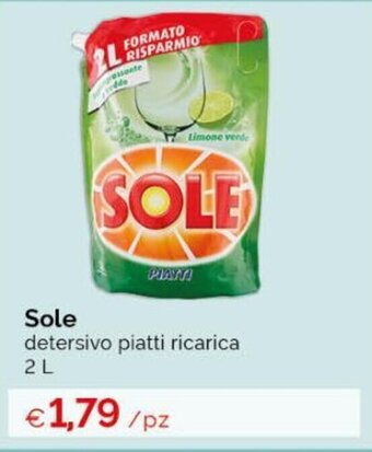 Acqua & Sapone Sole detersivo piatti ricarica 2 L offerta