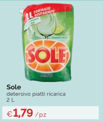 Prodet Sole detersivo piatti ricarica 2 L offerta
