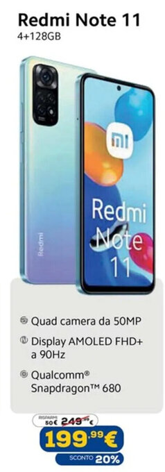 Euronics Redmi Note 11 offerta
