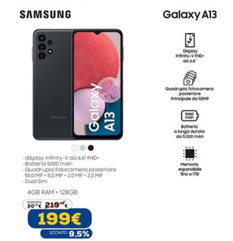 Euronics Samsung Galaxy A13 offerta