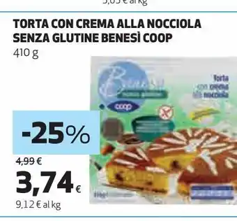 Coop Torta con crema alla nocciola senza glutine bene si coop offerta