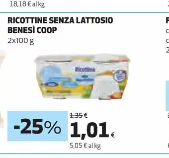 Coop Ricotta senza lattosio bene si coop offerta
