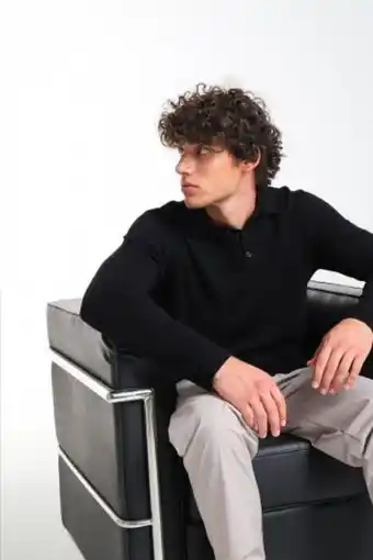 Maglia polo manica lunga nero