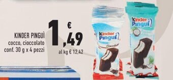 Conad Kinder Pinguì cocco, cioccolato conf. 30 g x 4 pezzi offerta