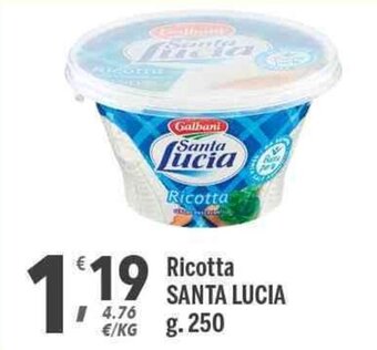 Supermercati Dok Santa Lucia Ricotta g. 250 offerta