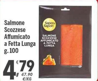 Saper di Sapori Salmone Scozzese Affumicato a Fetta Lunga g. 100