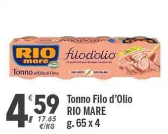 Supermercati Dok Rio Mare Tonno Filo d'Olio g. 65 x 4 offerta