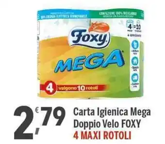 Supermercati Dok Foxy Carta Igienica Mega Doppio Velo 4 Maxi Rotoli offerta