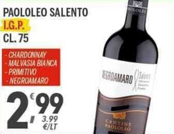 Supermercati Dok Paololeo Salento I.G.P. cl. 75 offerta