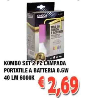 Cossuto Kombo Set 2 Pz Lampada Portatile A Batteria 0.5W 40 LM 6000K offerta
