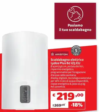 Bricocenter Scaldabagno elettrico lydos plus 80 v/5 eu offerta