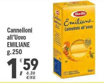 Supermercati Dok Barilla Emiliane Cannelloni all'Uovo g. 250 offerta