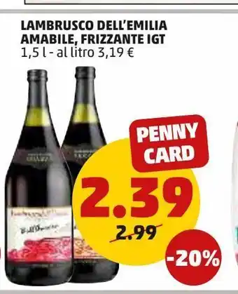 PENNY Lambrusco dell'emilia amabile, frizzante igt offerta