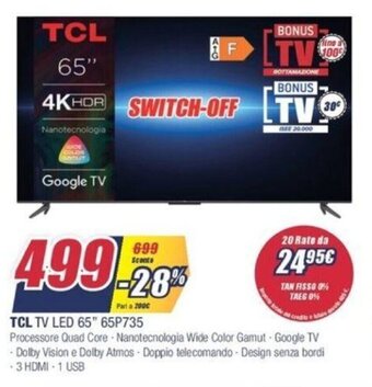 Trony TCL TV LED 65" 65P735 offerta