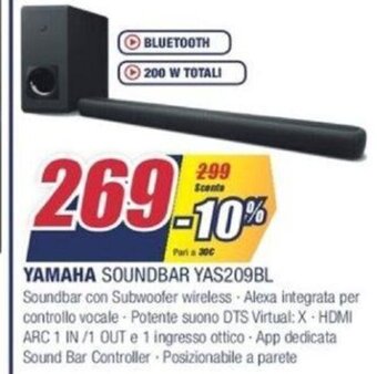 Trony YAMAHA SOUNDBAR YAS209BL offerta