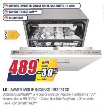 Trony LG Lavastoviglie Incasso DB325TXS offerta