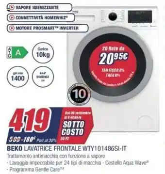 Trony Beko Lavatrice Frontale WTY101486SI-IT offerta