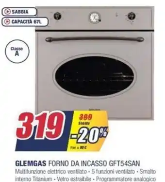 Trony Glemgas Forno Da Incasso GFT54SAN offerta