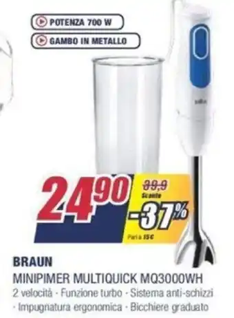 Trony Braun Minipimer Multiquick MQ3000WH offerta