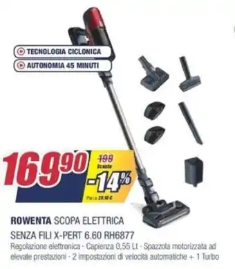 Trony Rowenta Scopa Elettrica Senza Fili X-Pert 6.60 RH6877 offerta